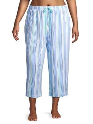 Karen Neuburger Plus Striped Cotton Blend Capri Pants