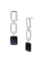Robert Lee Morris Silvertone And Geometric Stone Link Triple Drop Earrings