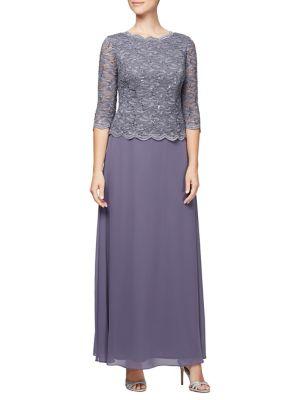 Alex Evenings Peacock Long A-line Dress
