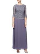 Alex Evenings Peacock Long A-line Dress