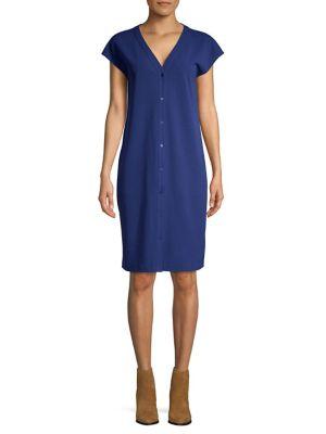 H Halston Flutter-sleeve Shirt Dress