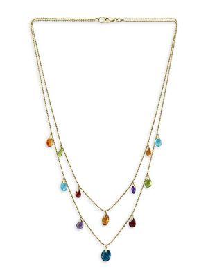 Effy 14k Yellow Gold Amethyst Blue Topaz London Citrine Garnet Peridot Necklace