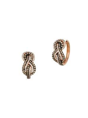 Le Vian 14k Strawberry Gold, Vanilla Diamond And Chocolate Diamond Hoop Earrings