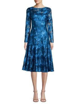 Tahari Arthur S. Levine Embroidered Illusion Floral Fit-&-flare Dress