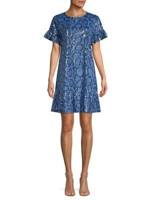 Michael Michael Kors Python Print Ruffle Dress