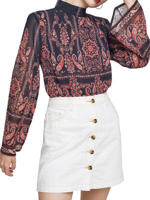 Miss Selfridge Bell-sleeve Paisley Top