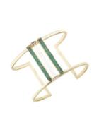 Sole Society 12k Goldtone, Green Aventurine & Crystal Statement T Cuff Bracelet