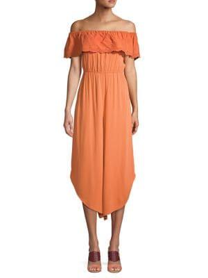 Hiatus Off-the-shoulder Wide-leg Jumpsuit