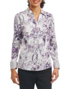 Foxcroft Floral Cotton Button-down Shirt