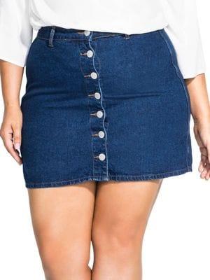 City Chic Plus Denim A-line Skirt
