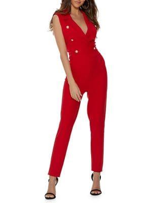 Quiz Crepe Military Button Jumpsuit