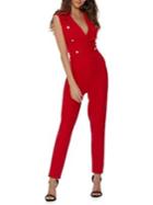 Quiz Crepe Military Button Jumpsuit