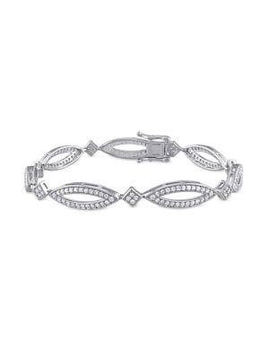 Sonatina Sterling Silver 2 Tcw Diamond Geometric Link Bracelet