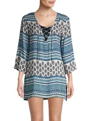 J Valdi Lace-up Printed Tunic