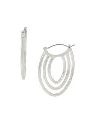 Robert Lee Morris Silvertone Sculptural Multi-row Hoop Earrings