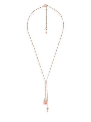 Michael Kors Mercer Link 14k Rose Gold-plated Padlock Y-necklace