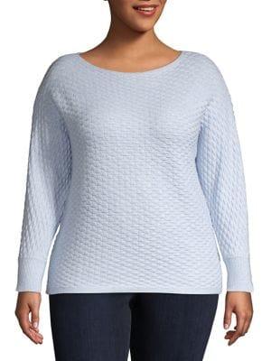 Vince Camuto Plus Boat Neck Quilted Sweater