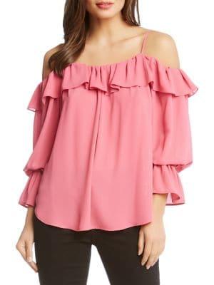 Karen Kane Bell-sleeve Ruffled Top