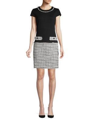 Karl Lagerfeld Paris Short-sleeve Tweed Sheath Dress