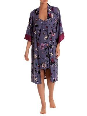 Midnight Bakery Salem Floral-print Satin Duster