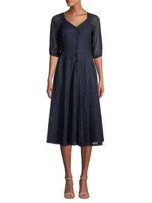 Gabby Skye Eyelet Button Front Dress