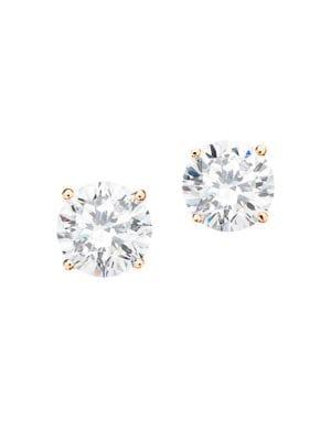 Crislu 18k Rose Gold Plated Classic Brilliant Studs