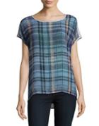 Two By Vince Camuto Plaid Mixed-media Top