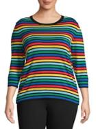 Lord & Taylor Plus Rainbow Knit Sweater