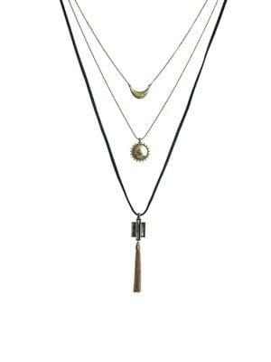 Lucky Brand Dark Magic Rock Crystal & Black Mother-of-pearl Layered Necklace