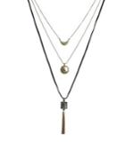 Lucky Brand Dark Magic Rock Crystal & Black Mother-of-pearl Layered Necklace