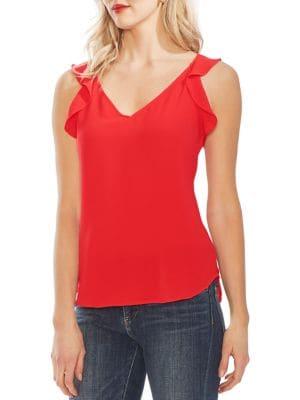 Vince Camuto Modern Rouge Flutter-sleeve Blouse