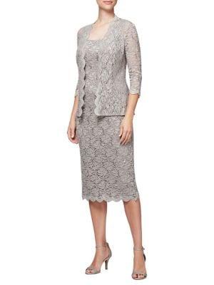 Alex Evenings Two-piece T-length Sequin Dress And Jacket