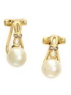 Effy 14kt. Yellow Gold Freshwater Pearl Earrings With Diamonds