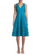 Belle Badgley Mischka Fray-trimmed Fit-and-flare Dress