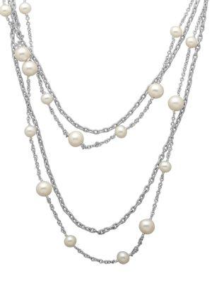 Lord & Taylor Sterling Silver And Freshwater Pearl Necklace