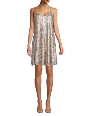 Laundry By Shelli Segal Sequined Spaghetti-strap Cocktail Dress