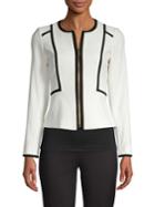 Calvin Klein Petite Zip-front Piping-trim Blazer