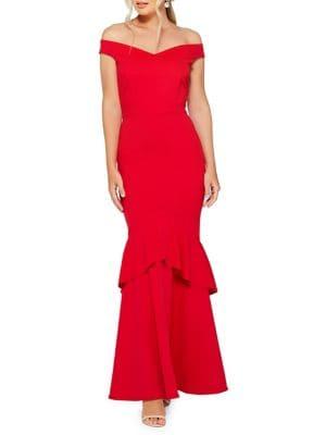Quiz Bardot Fishtail Maxi Dress