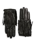 Rebecca Minkoff Fringe Trim Leather Gloves