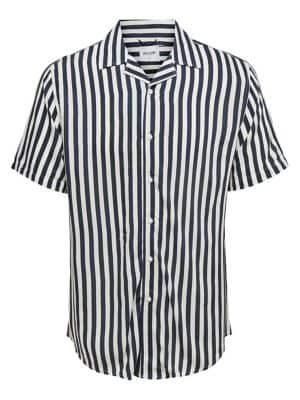 Only And Sons Striped Short-sleeve Button-down Shirt