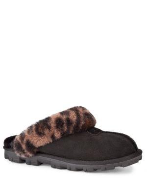 Ugg Coquette Leopard Print Sheepskin Slippers