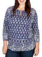 Lucky Brand Plus Printed Cotton-blend Top