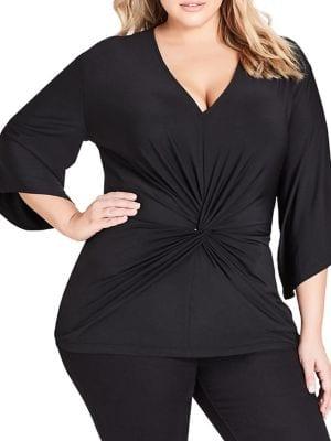 City Chic Plus Twisted-front Top