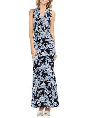 Vince Camuto Amalfi Breeze Woodblock Floral-print Maxi Dress