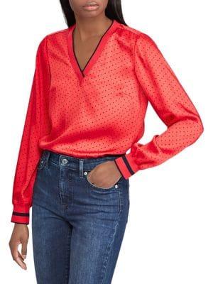 Lauren Ralph Lauren Polka Dot V-neck Top