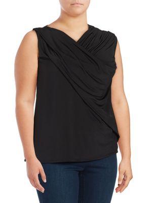 Vince Camuto Plus Sleeveless Asymmetrical Twist Top