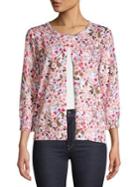 Joseph A Gillian Floral Three-quarter Knit Cardigan