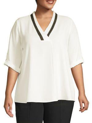 Calvin Klein Plus Roll Sleeve Blouse