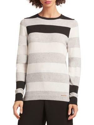 Donna Karan Striped Crewneck Sweater