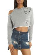 La La Anthony Chain Mail Destructed Crop Top